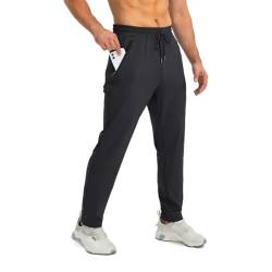 Tansozer Jogginghose Herren Trainingshose Sporthose Herren Lang Atmungsaktiv Track Pants Sweatpants Herren Sport Hosen Männer Jogger Fitness Hosen Slim Fit Hose Schwarz 3XL von Tansozer