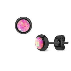 Tapsi´s Coolbodyart® Damen Ohr Stecker Edelstahl Schwarz Opal PInk von Tapsi´s Coolbodyart