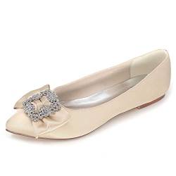 TarfiC Damen Ballerina-Flache Schuhe, aus Strick, mit Strass-Verzierung, Slip-On-Stil, für Kleider, bequem, weich und niedrig von TarfiC