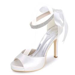 TarfiC Damen Hochzeitschuhe mit runden Spitze für die Braut, mit Kitten-Heel und Fußgurt aus Satin, für Hochzeiten, Proms und formelle inklusive Pump-Stile von TarfiC