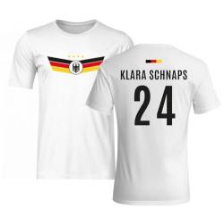 Deutschland T-Shirt - Klara Schnaps - Fußball-Trikot lustig mit Spruch und Fahne - EM 2024 Europameisterschaft (DE/NL/SE/PL, Alphanumerisch, 5XL, Große Größen, Regular, Weiß, Klara Schnaps) von Tassenbrennerei