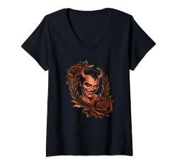 Damen Körperschmuck Tattoostudio Tattoomotiv Symbolik Hautpflege T-Shirt mit V-Ausschnitt von Tattoo Nadel Farbe Haut Tattookünstler Körperkunst