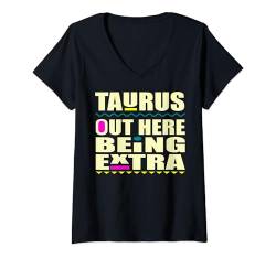 Damen Stier April Mai Geburtstag Sternzeichen Stier Männer und Frauen T-Shirt mit V-Ausschnitt von Taurus birthday zodiac sign gifts