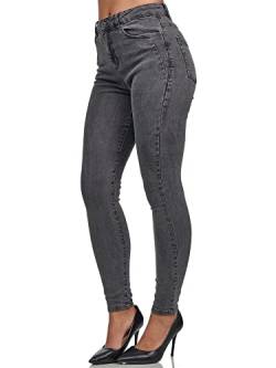 Tazzio Damen Skinny Fit Jeans High Waist Denim Jeanshose Slim Stretch Hose F107 Anthrazit 40 von Tazzio