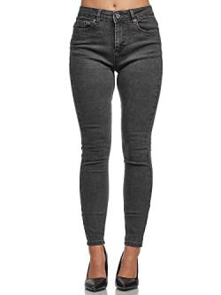 Tazzio Jeans Damen High Waist Denim Slim Skinny Fit Jeanshose Stretch Hose F101 Anthrazit 42 von Tazzio