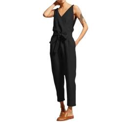 Tdvcpmkk Damen Jumpsuit ärmellos Strand locker Büro Bequem Lang Jumpsuit, Schwarz , 36 von Tdvcpmkk