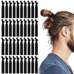 40 STK Haargummi Herren Geknotete Haarbänder Schwarze Elastische Haarband für Männer, Sport Haarband, Keine Schäden, Dicke Band, Kein Falten, Perfect Hair Band Men von Teaaha