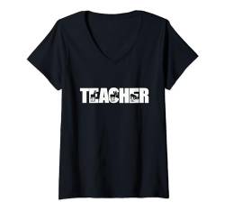 Damen Lehrer Esel Schulanfang Kinder Jungen Mädchen Frauen Männer T-Shirt mit V-Ausschnitt von Teacher First Day of School Outfits For Teacher