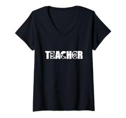 Damen Lehrer Highland Cow Back to School Kid Boys Girls Women Men T-Shirt mit V-Ausschnitt von Teacher First Day of School Outfits For Teacher