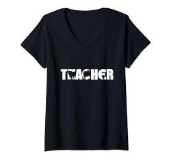 Damen Lehrer Kuh Schulanfang Kinder Jungen Mädchen Frauen Männer T-Shirt mit V-Ausschnitt von Teacher First Day of School Outfits For Teacher