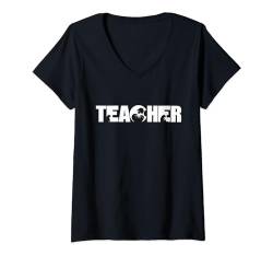 Damen Lehrer Schaf Schulanfang Kinder Jungen Mädchen Frauen Männer T-Shirt mit V-Ausschnitt von Teacher First Day of School Outfits For Teacher