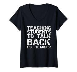 Damen English Teacher Gift in English Teaching Shirt School Quote T-Shirt mit V-Ausschnitt von Teacher Shirts for Women Teaching Appreciation