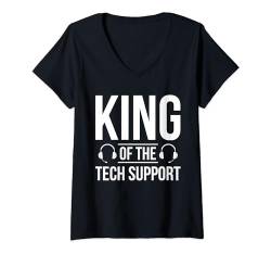 Damen King Of The Tech Support IT Hotline Techniker T-Shirt mit V-Ausschnitt von Tech Support Hotline Techniker Designs