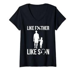 Damen Like Father Like Son Fathers Day Tech Support T-Shirt mit V-Ausschnitt von Tech Support Hotline Techniker Designs