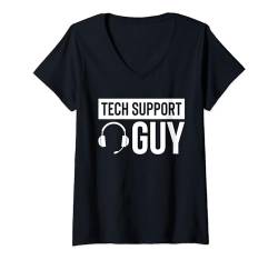 Damen Tech Support Guy IT Hotline Techniker T-Shirt mit V-Ausschnitt von Tech Support Hotline Techniker Designs