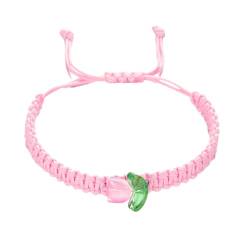 Tedious Schnurarmband,Blumenarmband,Tulpen-String-Armbänder | Handgefertigte geflochtene Tulpenblumen-Armbänder für Frauen und Teenager von Tedious