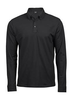 TJ1412 Fashion Herren Luxury Stretch Polo Poloshirt Langarm, Größe:XL, Farbe:Black von Tee Jays