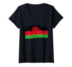 Damen Malawi Hemd Flagge Malawi T-Shirt mit V-Ausschnitt von Tee shirt Malawi Flag