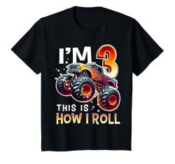 Kinder 3. Geburtstag Junge Monster Truck Lovers 3 Jahre alt T-Shirt von TeeChase