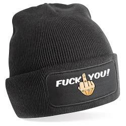 TeeDesign Lustige Mütze mit Schriftzug Fuck You. Gadget Bekleidung für Herren Damen Jungen und Mädchen – Hut Fuck You, Schwarz , One size von TeeDesign