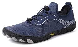 Teechodina Unisex Traillaufschuhe Herren Damen Wanderschuhe Barfußschuhe Laufschuhe Knit Sneaker Fitnessschuhe Fivefinger Zehenschuhe, Dunkelblau AB, 41 von Teechodina