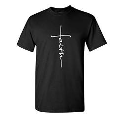 Simple Faith Cross Religious Herren T-Shirt, kurzärmelig, bedruckt - Schwarz - Groß von Tees & Tails