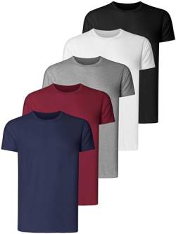 Teesmen Herren T-Shirts 5 Pack Kurzarm Rundhalsausschnitt Sport Tees Baumwolle Arbeitskleidung Jungen Unterhemden Gym Running Workout Tshirts für Männer 5XL von Teesmen