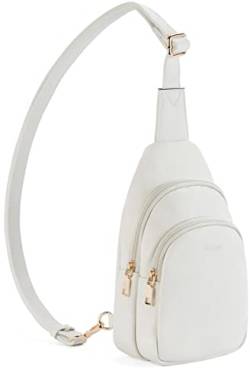 Telena Sling Bag Brusttasche, Crossbody Umhängetasche Damen PU Leder Sport Schultertasche Klein Bauchtasche Stylisch, Beige von Telena