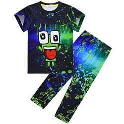 Unspeakable Pjs für Jungen T-Shirt Set Nachtwäsche Nachthemd Mädchen Lustige 3D Gaming Charakter Nachtwäsche Kinder Pyjama 2 Stück, grün, 146 von Temolie