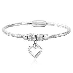 Tennisarmband Damen Herz Silber : Zirkonia Armband für Frauen mit Herz Anhänger Edelstal 17.5cm Armbänder Schmuck Geschenk Silber für Mädchen Mama Freund Tochter von TempBeau