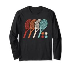 Retro Tennisschläger Vintage Tennis Damen Herren Kinder Langarmshirt von Tennis Bekleidung Damen Herren Mädchen Jungen