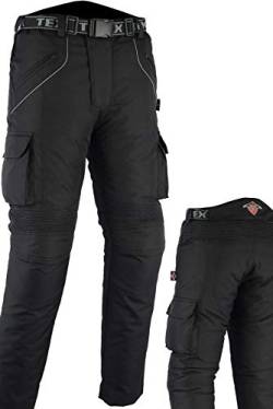 Texpeed Motorradhose mit protektoren herren - Textil Wasserdicht Motorroller Motorrad Bikerin Mit CE Schutz rüstung (EN 1621-1) - Schwarz - (5XL Taille/Kurz Bein) von Texpeed