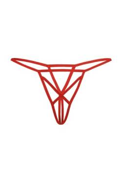 Teyli Damen Ouvert Tanga - Tanga String mit Streifen - String Tanga für die mutige Frau - Strings Damen (DE/NL/SE/PL, Alphanumerisch, L, XL, Regular, Regular, Rot) von Teyli