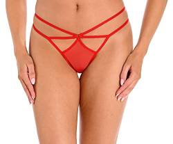 Teyli Tanga Damen Tanga String Gürtel mit Mesh - String Tanga Damen String Damen - String Tanga Damen Sexy Dessous - Strings Damen Sexy Rot XS von Teyli