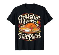 Grateful Heart Full Plates Thanksgiving Family Matching T-Shirt von Thanksgiving Day 2024 Turkey Trot Squad By GnineZa