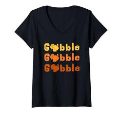 Damen Thanksgiving Day Gobble Truthahn Trot T-Shirt mit V-Ausschnitt von Thanksgiving Day Gobble Thanksgiving designs