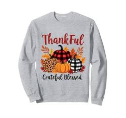 Thankful Grateful Blessed Leopard Kürbis Thanksgiving Frauen Sweatshirt von Thanksgiving Day Thankful Grateful Blessed Pumpkin