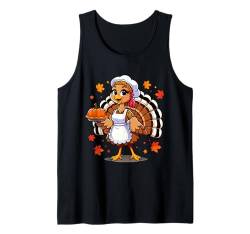 Lustiger süßer Truthahn mit Kürbiskuchen zum Erntedankfest, für Damen, Mama Tank Top von Thanksgiving Turkey Women Girl Leopard Print tees