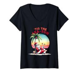 Damen Das ist das Meer, die Sonne. T-Shirt mit V-Ausschnitt von The Aqua Cottage