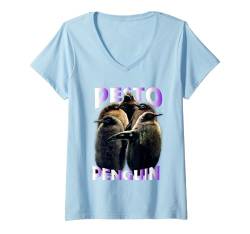 Damen Pesto der Pinguin Lustiger Baby-Pinguin T-Shirt mit V-Ausschnitt von The Baby Penguin Pesto and Moo Deng