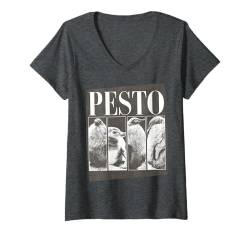 Damen Pesto der Pinguin Lustiger Baby-Pinguin T-Shirt mit V-Ausschnitt von The Baby Penguin Pesto and Moo Deng