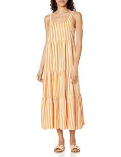 The Drop Damen Britt Tiered Maxi Tent Dress, Orange Gestreift, XXL Große Größen von The Drop