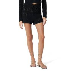 The Drop Damen Gehäkelte Shorts Lee, mit Kordelzug, Schwarz, S von The Drop