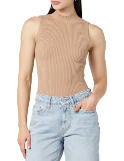 The Drop Karolina Sleeveless Ribbed Mock-Neck Sweater Fashion-t-Shirts, Praline, XS von The Drop