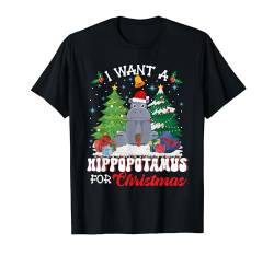 I Want A Hippopotamus For Christmas Funny Xmas Hippo Pyjama T-Shirt von The IRIZ Christmas Santa Claus Xmas Holiday