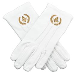 Grand Lodge Freimaurer-Handschuhe, bestickt, Baumwolle, Weiß von The Masonic Exchange