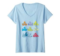 Damen The Smurfs Race Pilots Multicolor Big Ches Stack Logo T-Shirt mit V-Ausschnitt von The Smurfs