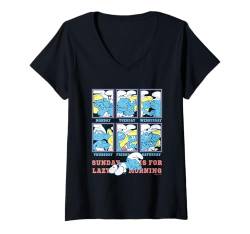 Damen The Smurfs Valentine's Day Love All Week But Lazy Sunday T-Shirt mit V-Ausschnitt von The Smurfs