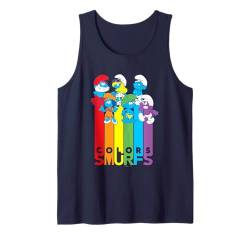 The Smurfs Colors Smurfs Cute Group Shot Big Chest Logo Tank Top von The Smurfs