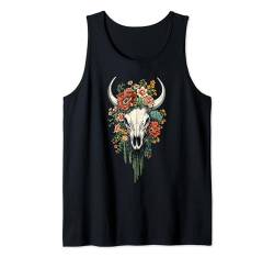 Rodeo Vintage Damen Boho Kuh Schädel Cowgirl Stier Reiten Tank Top von The Wild Western - Bull Riding to Country Concerts